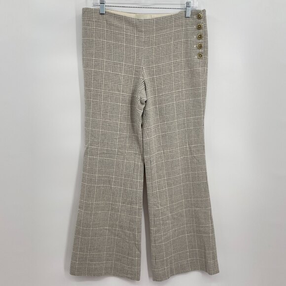ELEVENSES The Brighton Houndstooth Wool Wide Leg Flare Pants Size 6 - Picture 3 of 8